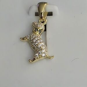 0.50CT VVS D Moissanite Dog Pendant | 925 Sterling Silver | Yellow Gold Plat